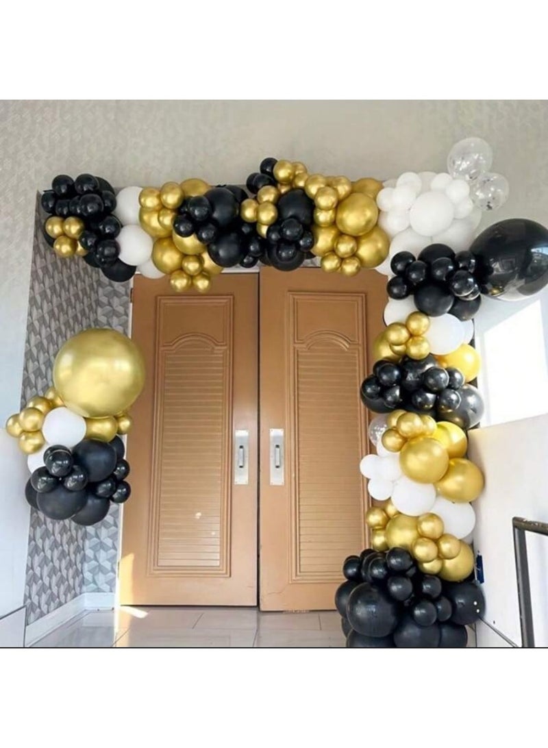 Black, Gold & White Balloon Set with Confetti Balloons – 51 Pieces for Party & Event Decoration - Image 4